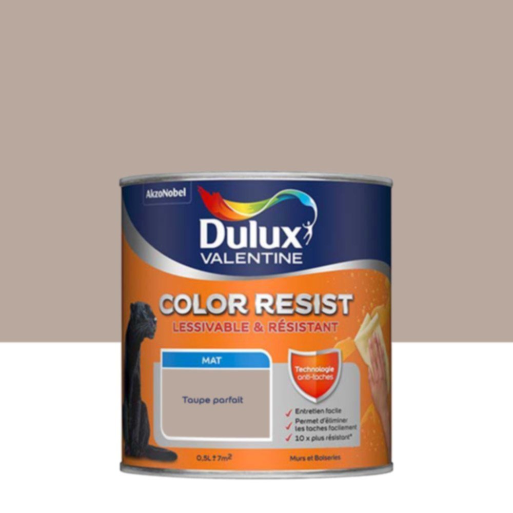 Peinture Murs Plafonds Boiseries Color Resist Taupe Parfait Mat 0,5L - DULUX VALENTINE