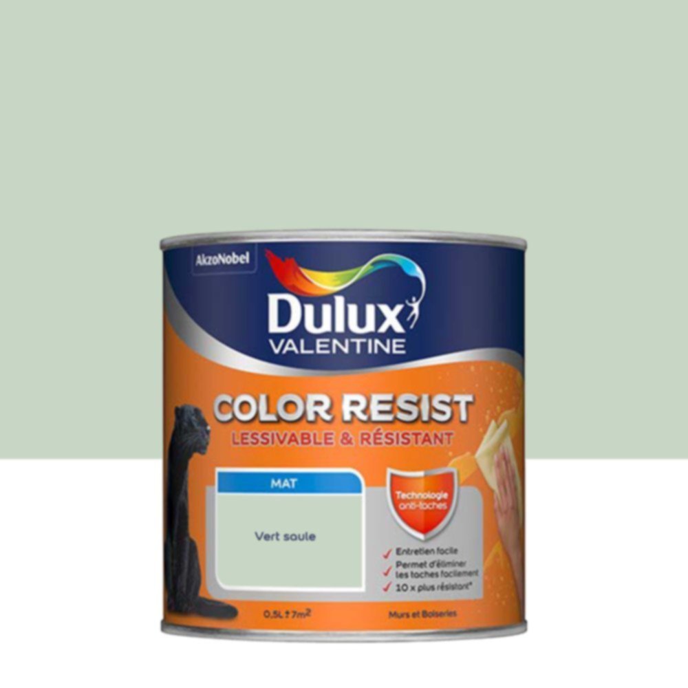 Peinture Murs Plafonds Boiseries Color Resist Vert Saule Mat 0,5L - DULUX VALENTINE