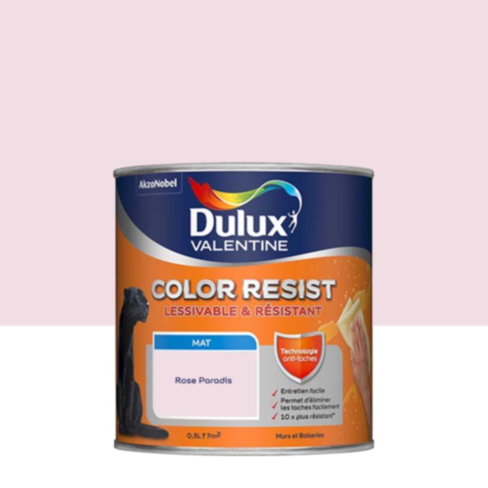 Peinture Murs Plafonds Boiseries Color Resist Rose Paradis Mat 0,5L - DULUX VALENTINE