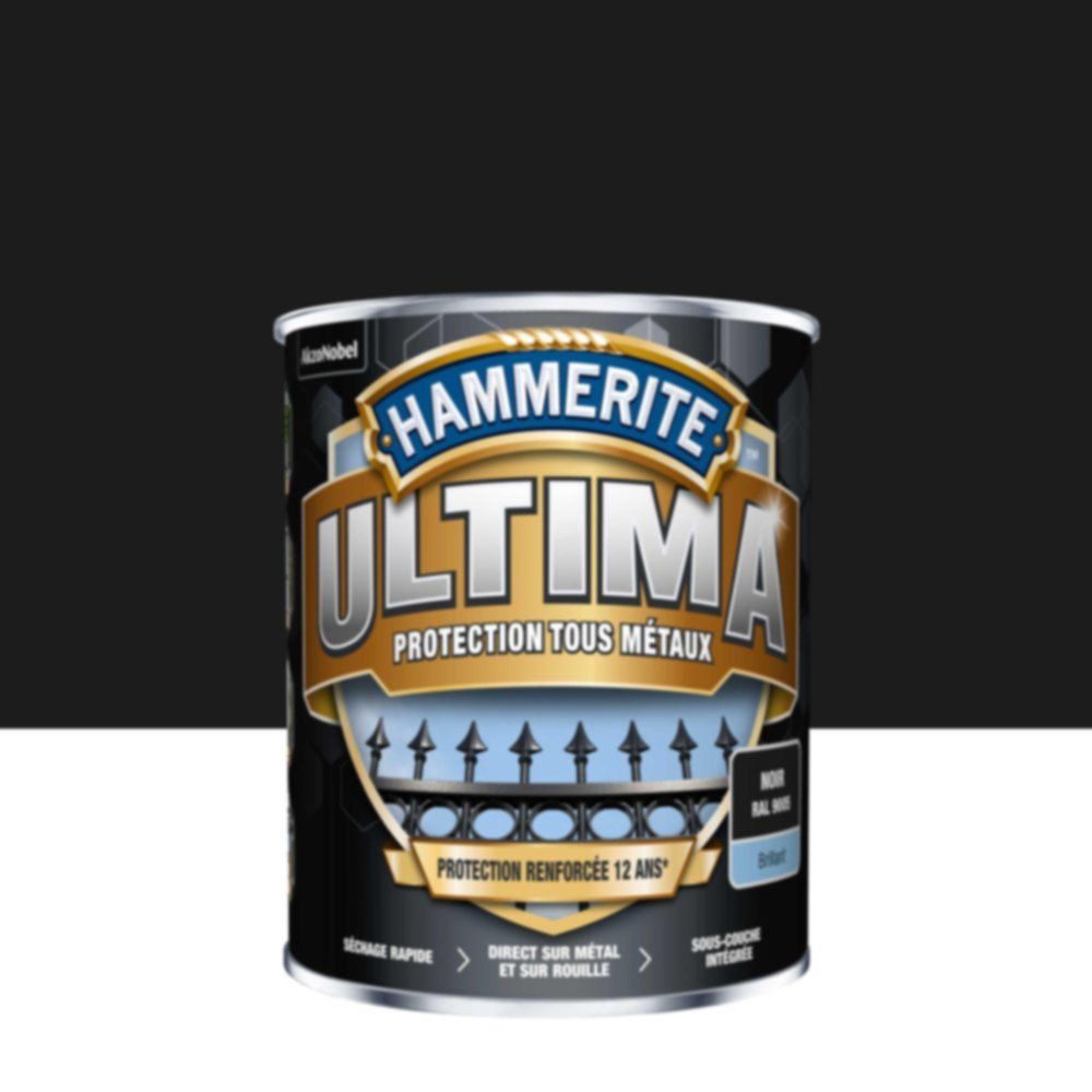 Peinture Tous Métaux Noir Mat 2,5L - HAMMERITE ULTIMA