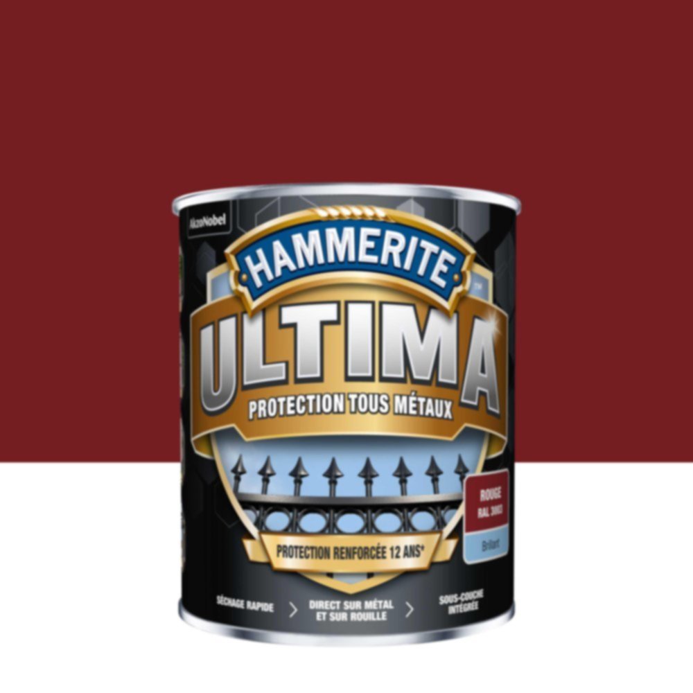 Peinture Tous Métaux Rouge Brillant 2,5L - HAMMERITE ULTIMA