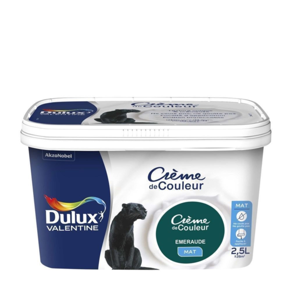 Peinture intérieure Crème de couleur mat Emeraude 2,5L - DULUX VALENTINE