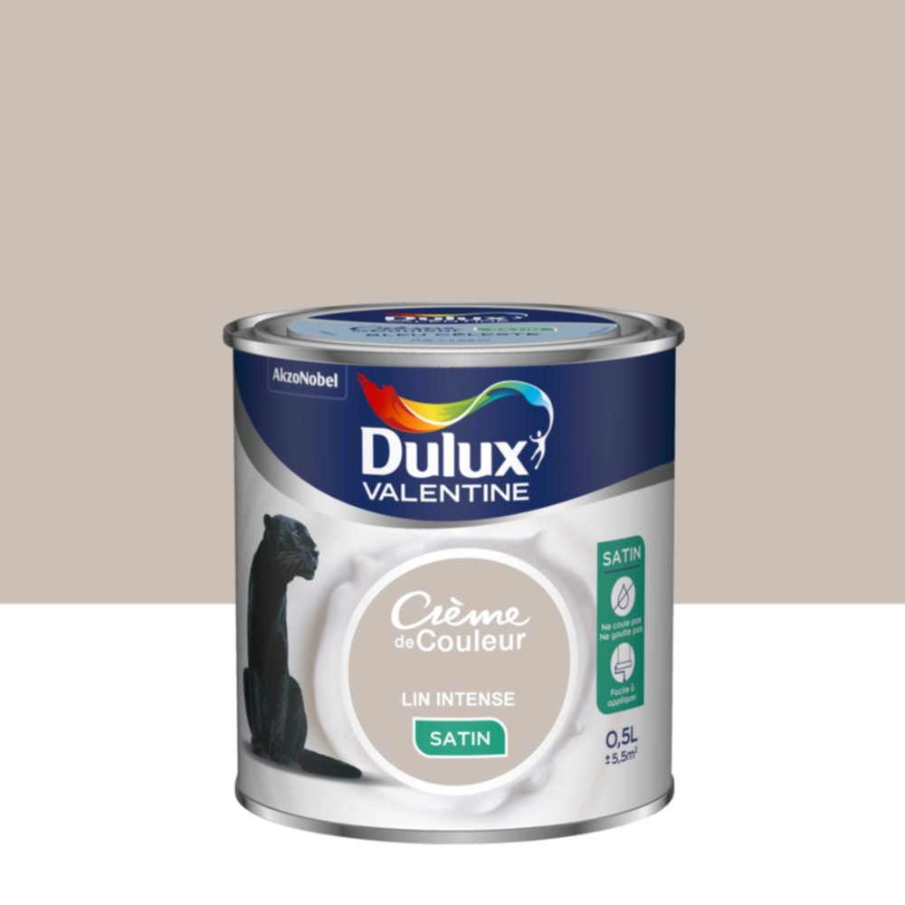 Peinture intérieure Crème de couleur satin Lin Intense 0,5L - DULUX VALENTINE