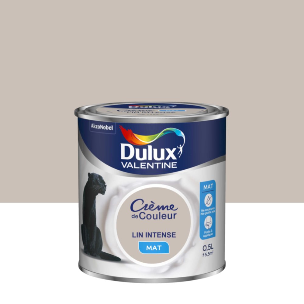 Peinture intérieure Crème de couleur mat Lin Intense 0,5L - DULUX VALENTINE