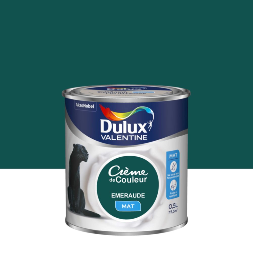 Peinture intérieure Crème de couleur mat Emeraude 0,5L - DULUX VALENTINE