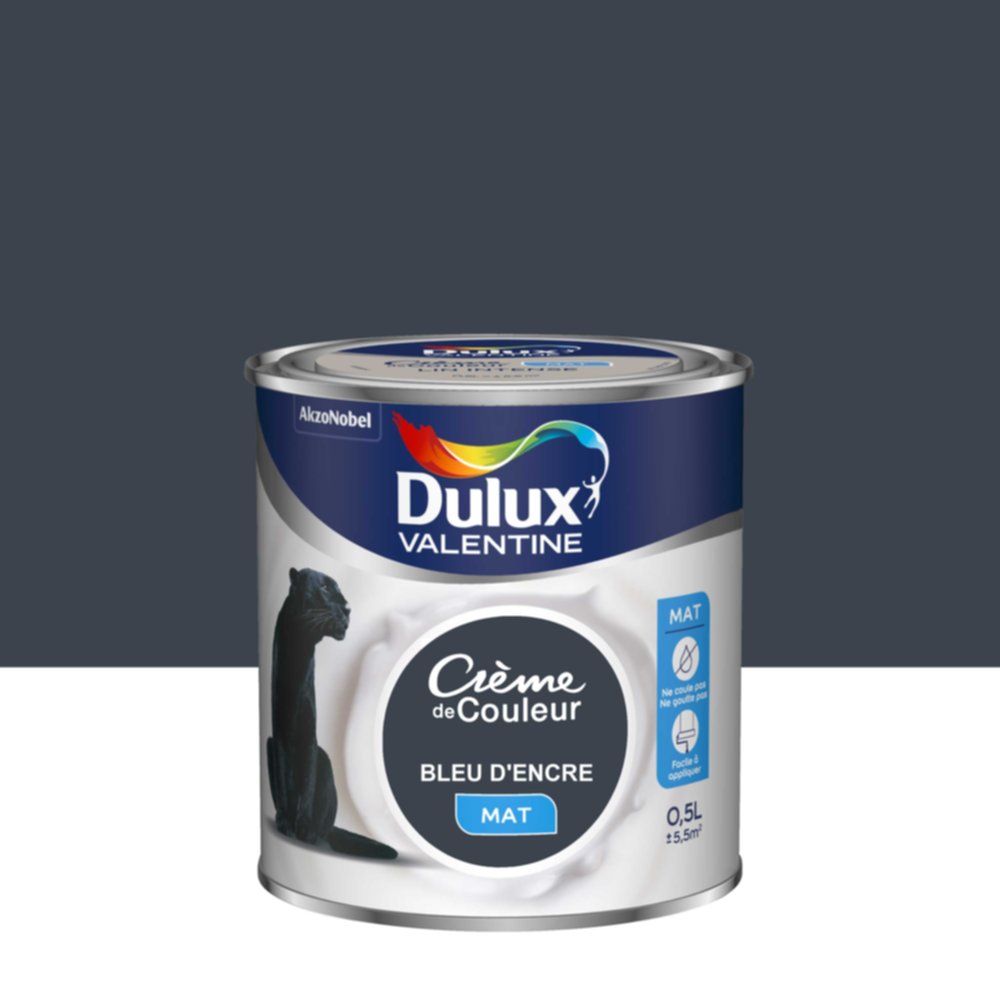 Peinture intérieure Crème de couleur mat Bleu d'Encre 0,5L - DULUX VALENTINE