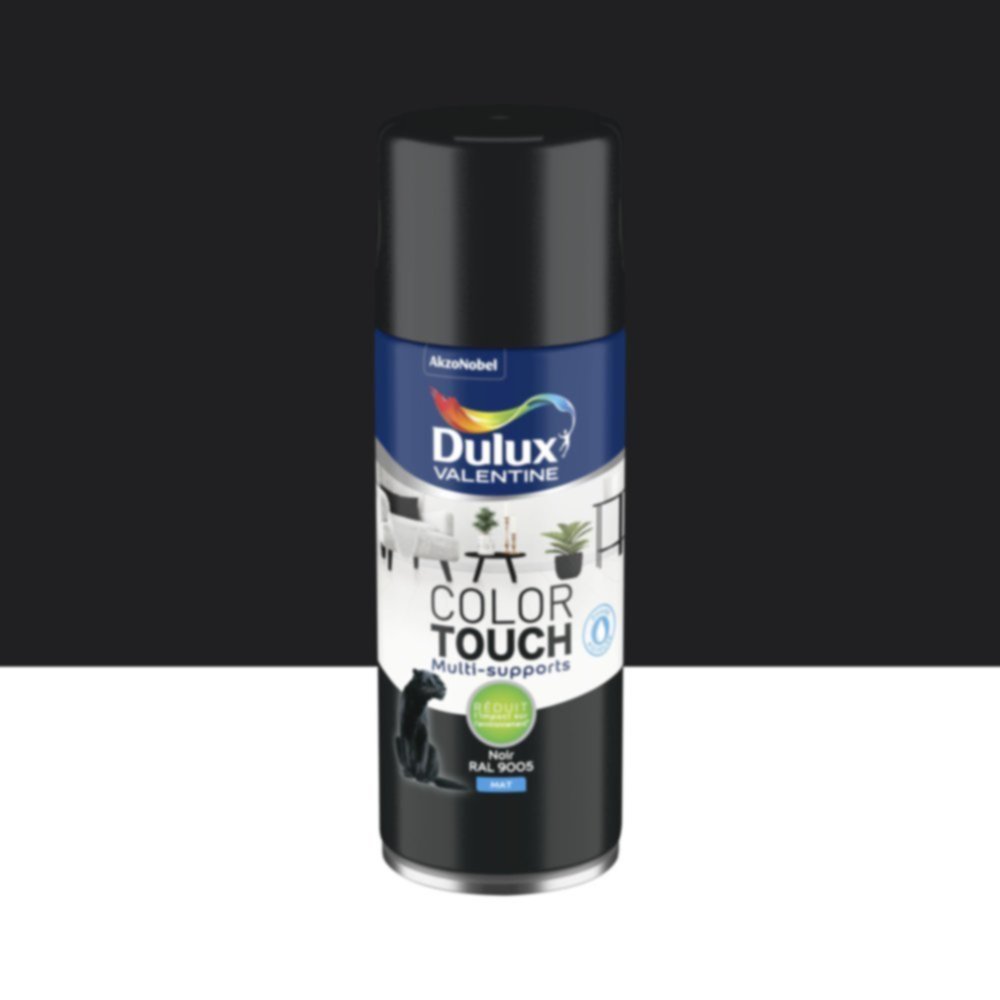 Peinture aérosol Multisupport Color Touch Noir Mat 400ml - DULUX VALENTINE