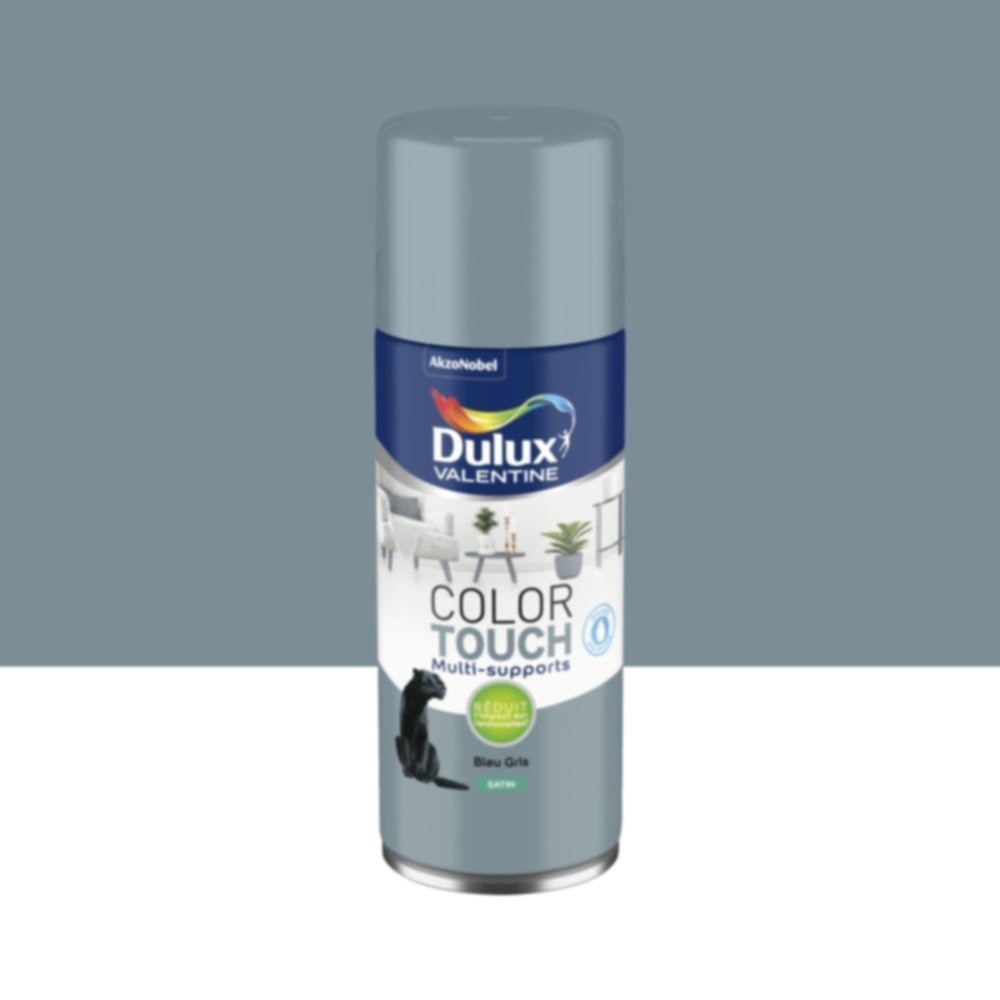 Peinture aérosol Multi-supports Int/Ext Color Touch Bleu Gris Satin 400ml - DULUX VALENTINE