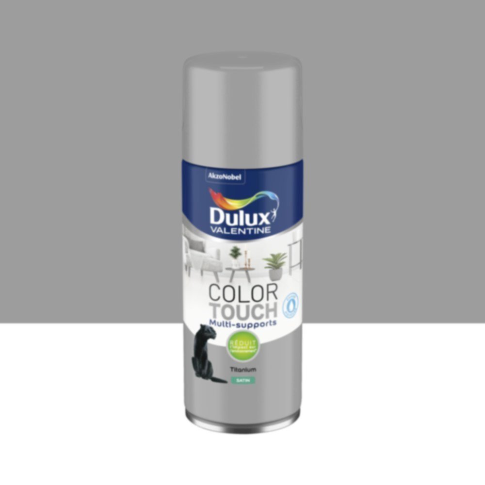 Peinture aérosol Multi-supports Int/Ext Color Touch Titanium Satin 400ml - DULUX VALENTINE