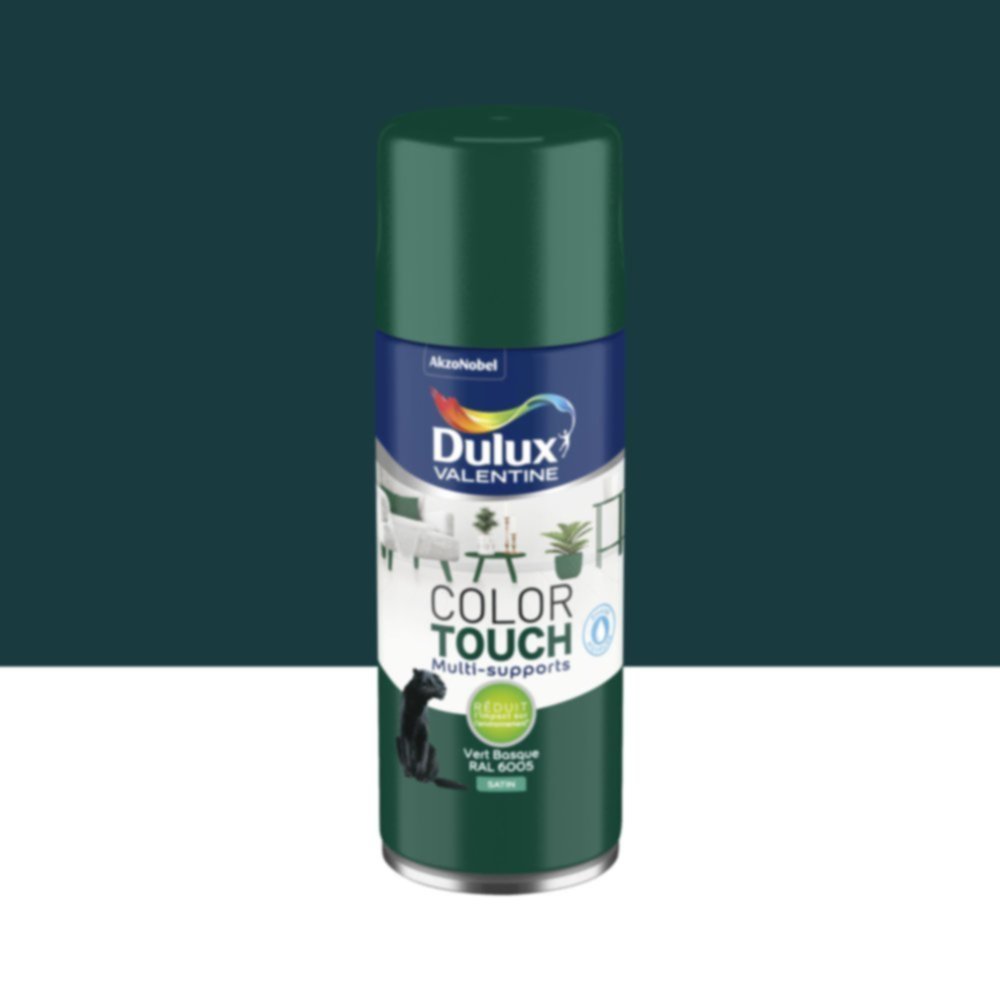 Peinture aérosol Multi-supports Int/Ext Color Touch Vert Basque Satin 400ml - DULUX VALENTINE