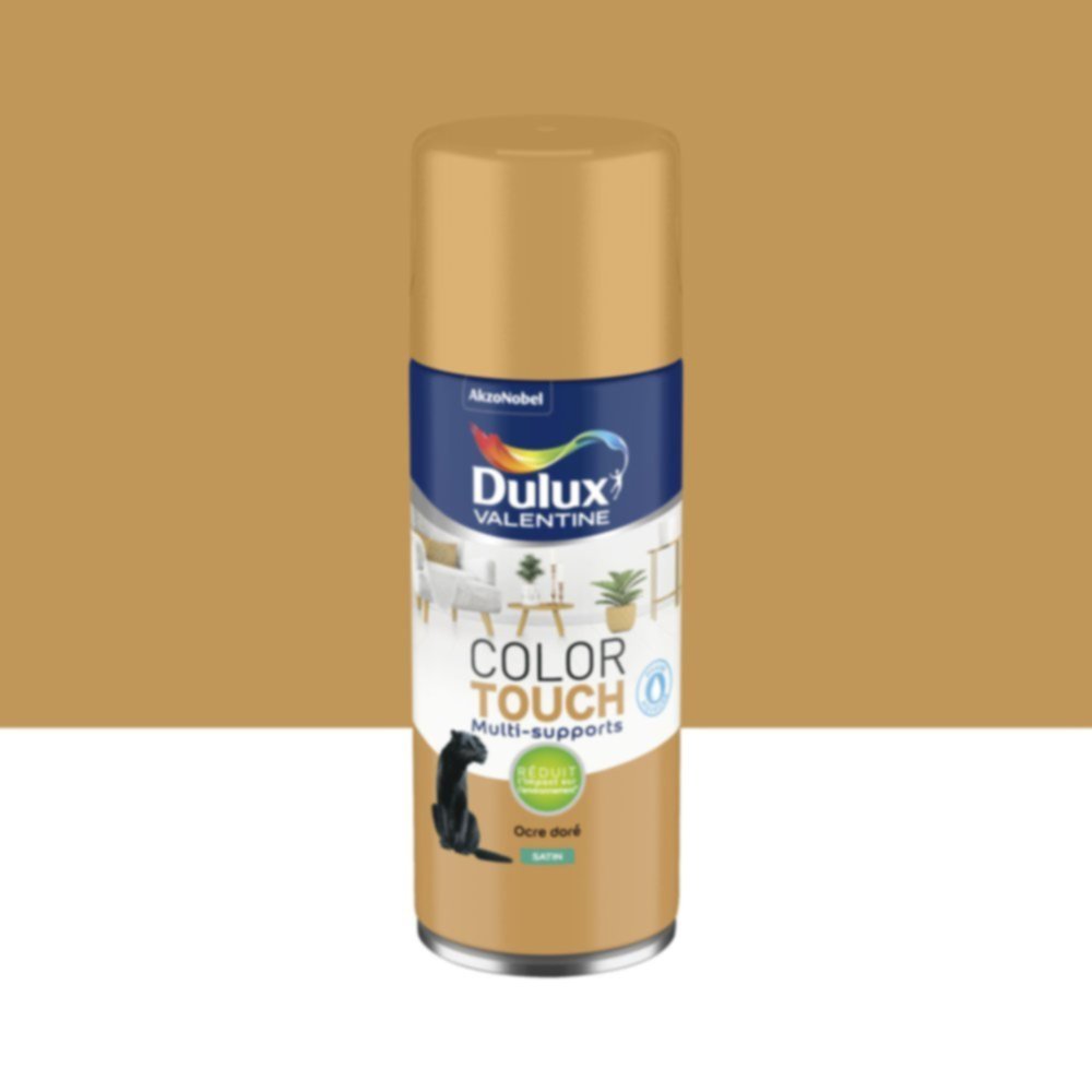 Peinture aérosol Multi-supports Int/Ext Color Touch Ocre Dorée Satin 400ml - DULUX VALENTINE