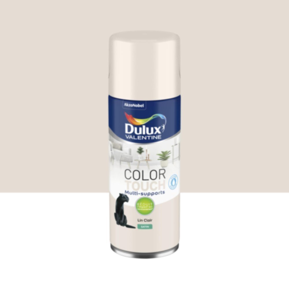 Peinture aérosol Multi-supports Int/Ext Color Touch Lin Clair Satin 400ml - DULUX VALENTINE