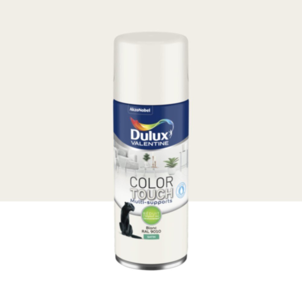 Peinture aérosol Multi-supports Int/Ext Color Touch Blanc Satin 400ml - DULUX VALENTINE