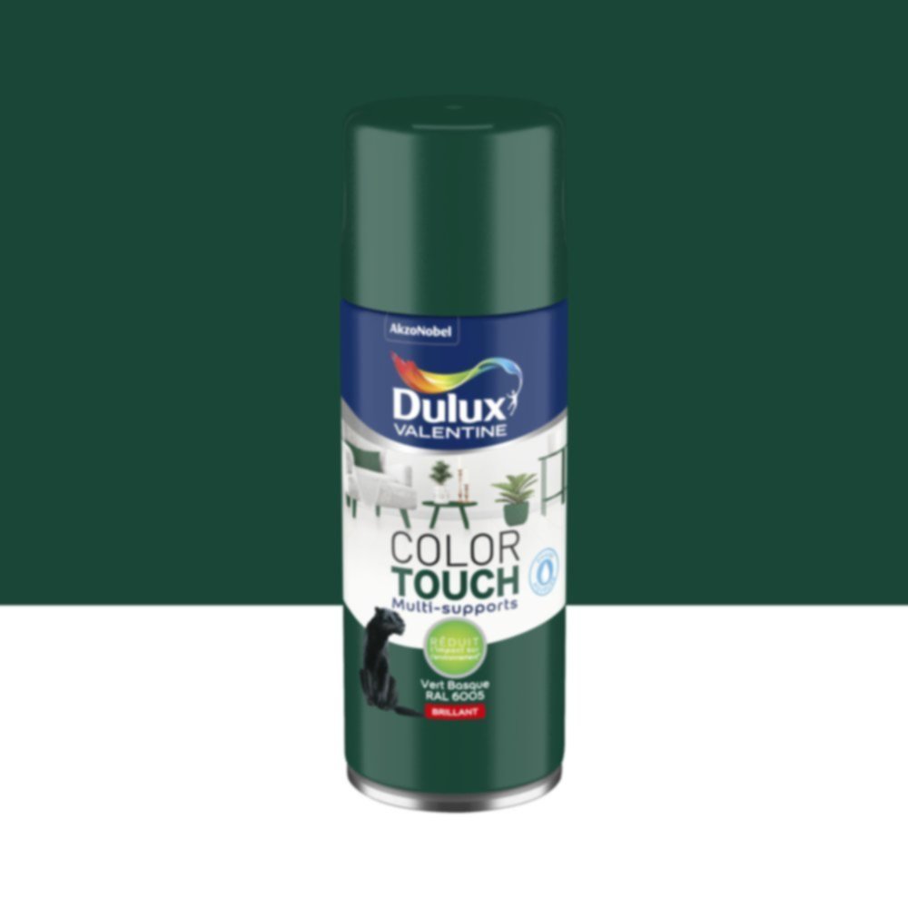 Peinture aérosol Multi-supports Int/Ext Color Touch Vert Basque Brillant 400ml - DULUX VALENTINE