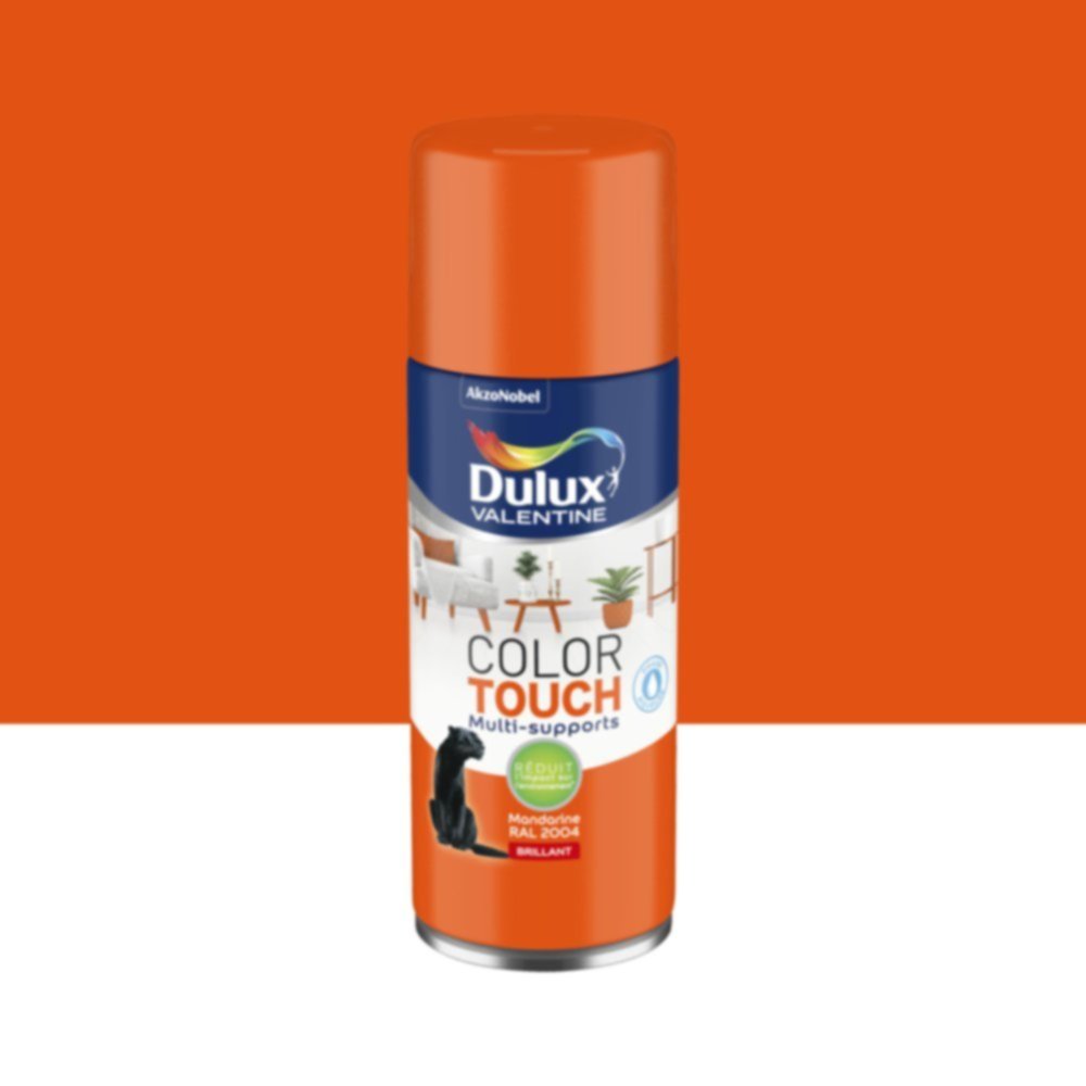 Peinture aérosol Multi-supports Int/Ext Color Touch Mandarine Brillant 400ml - DULUX VALENTINE