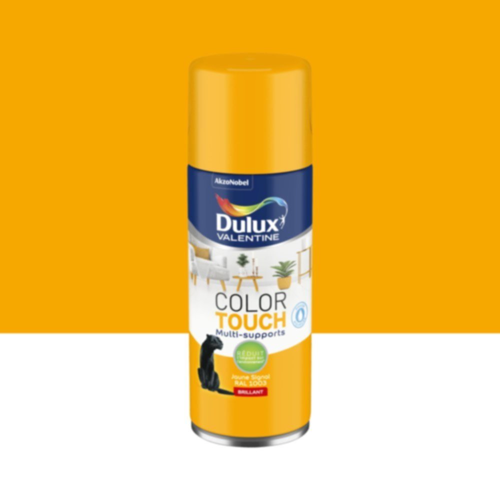 Peinture aérosol Multi-supports Int/Ext Color Touch Jaune Signal Brillant 400ml - DULUX VALENTINE