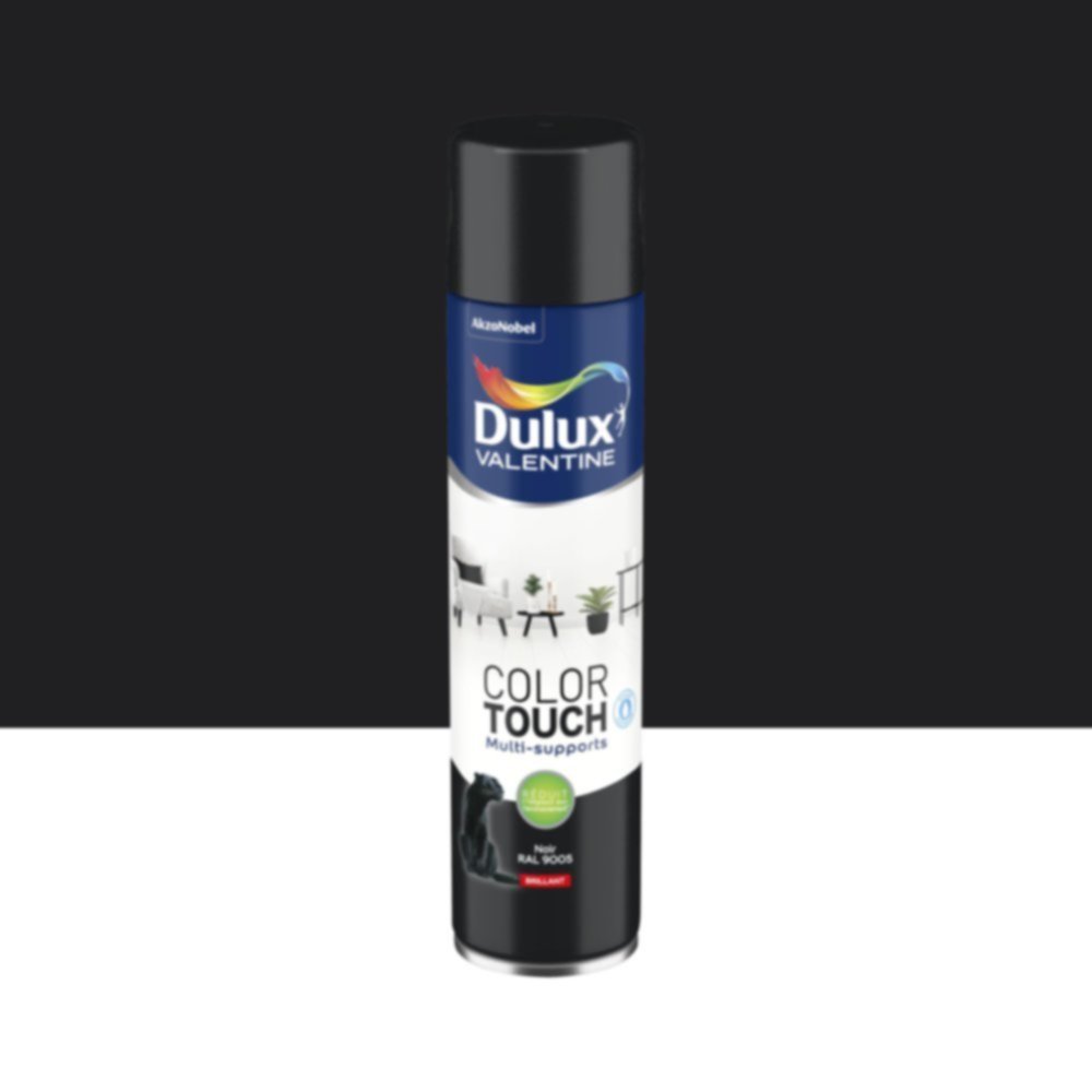 Peinture aérosol Multi-supports Int/Ext Color Touch Noir Brillant 600ml - DULUX VALENTINE