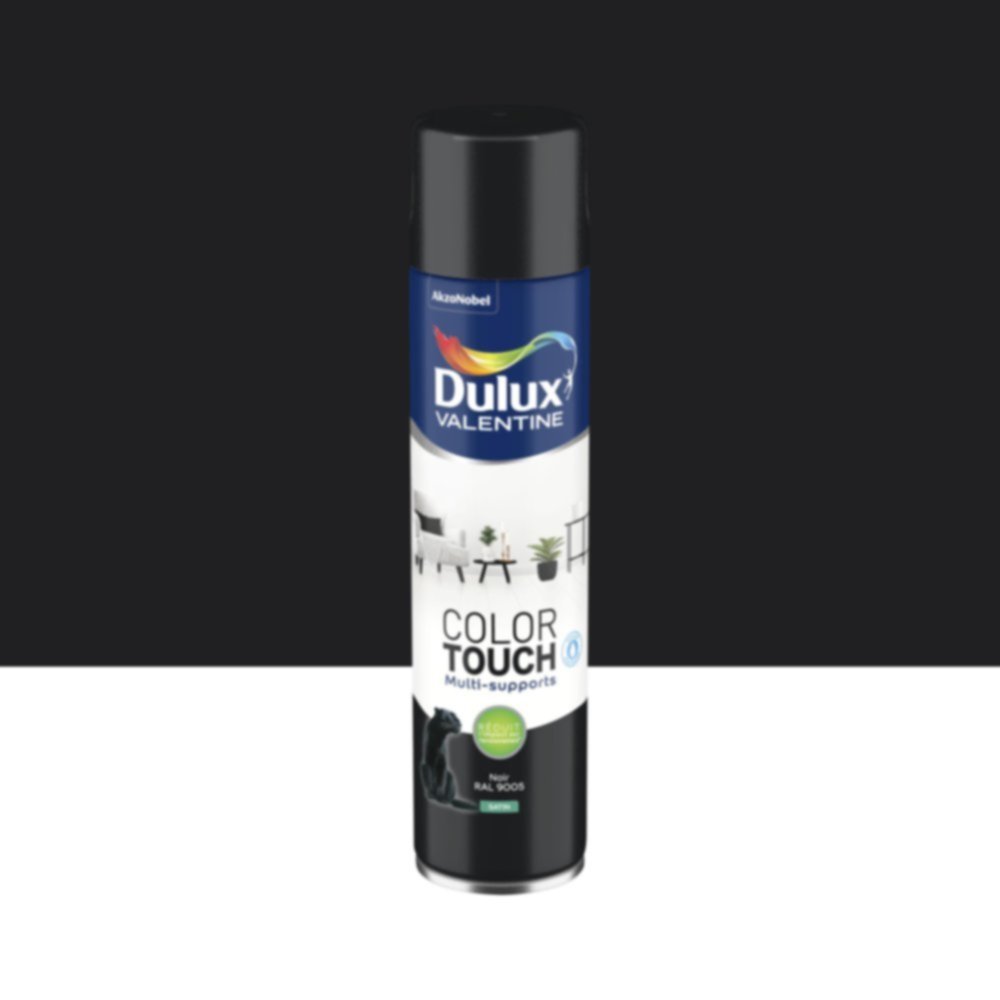 Peinture aérosol Multi-supports Int/Ext Color Touch Noir Satin 600ml - DULUX VALENTINE