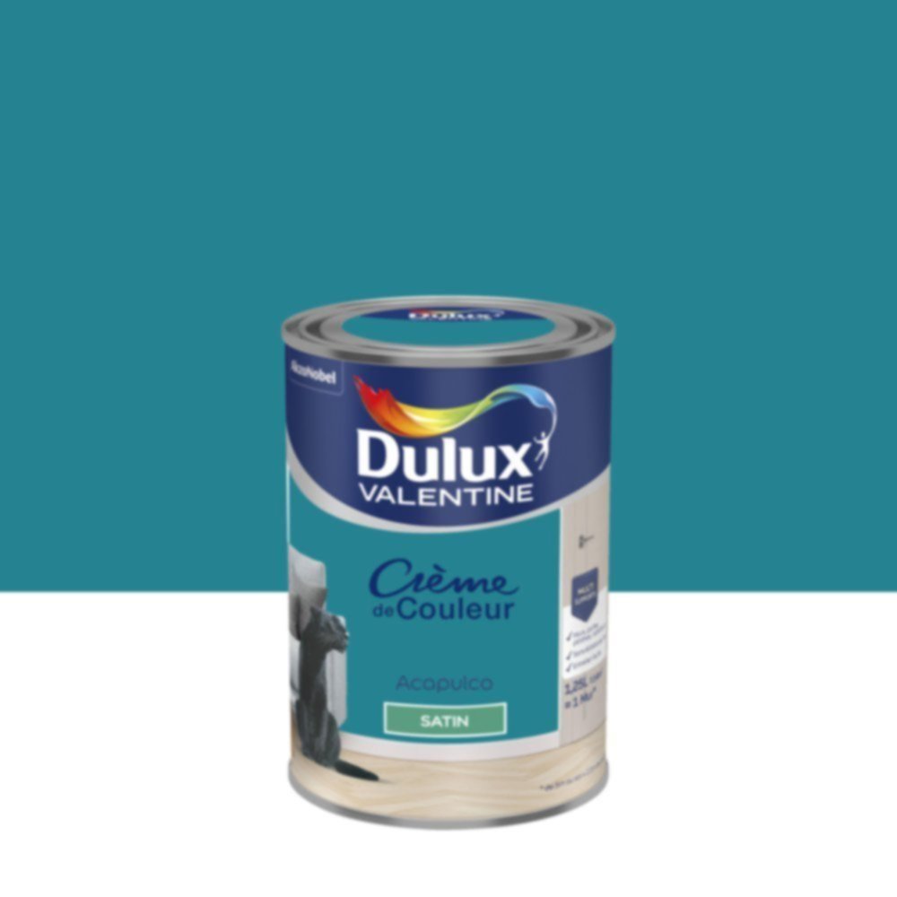 Peinture murs et boiseries Crème de Couleur Satin Acapulco 1,25L - DULUX VALENTINE