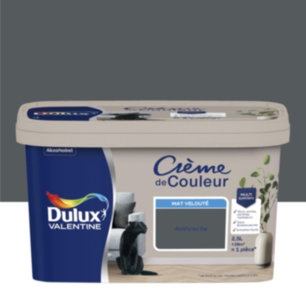 Peinture murs et boiseries Crème de Couleur Mat Anthracite 2,5L - DULUX VALENTINE