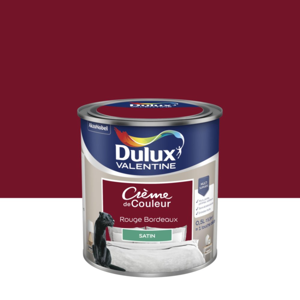 Peinture Satin Rouge Bordeaux 0,5L - DULUX VALENTINE