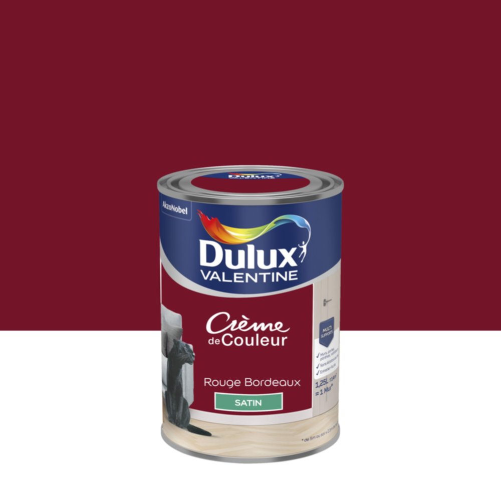 Peinture Satin Rouge Bordeaux 1,25L - DULUX VALENTINE