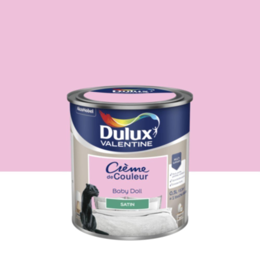 Peinture murs et boiseries Crème de Couleur Satin Baby Doll 0,5L - DULUX VALENTINE