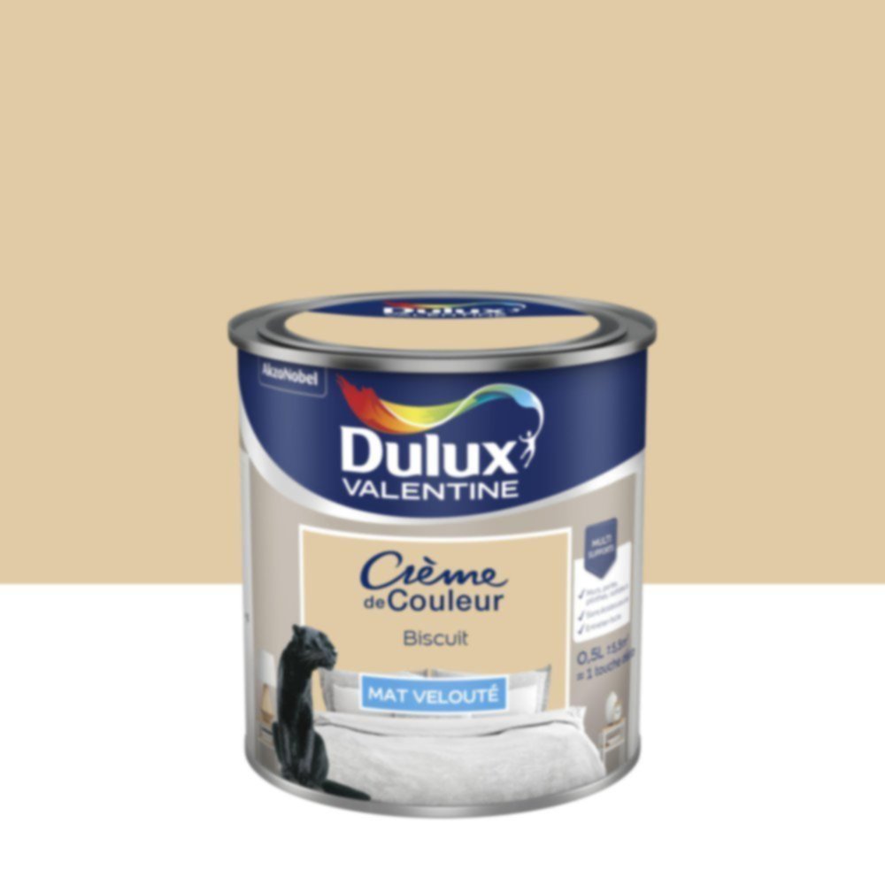 Peinture murs et boiseries Crème de Couleur Mat Biscuit 0,5L - DULUX VALENTINE