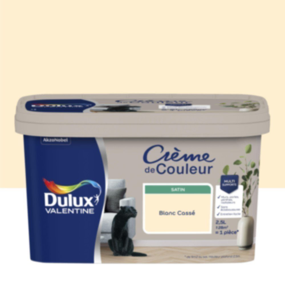 Peinture murs et boiseries Crème de Couleur Satin Blanc Cassé 2,5L - DULUX VALENTINE