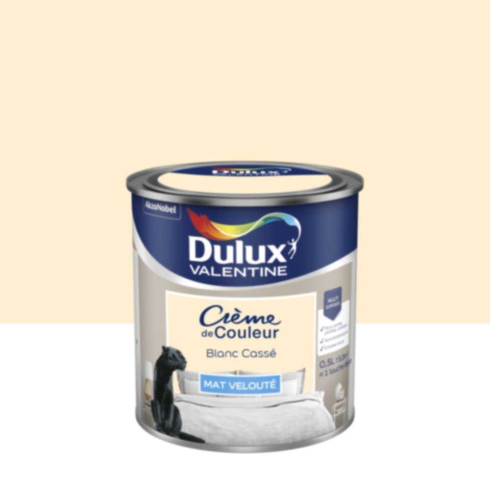 Peinture murs et boiseries Crème de Couleur Mat Blanc Cassé 0,5L - DULUX VALENTINE