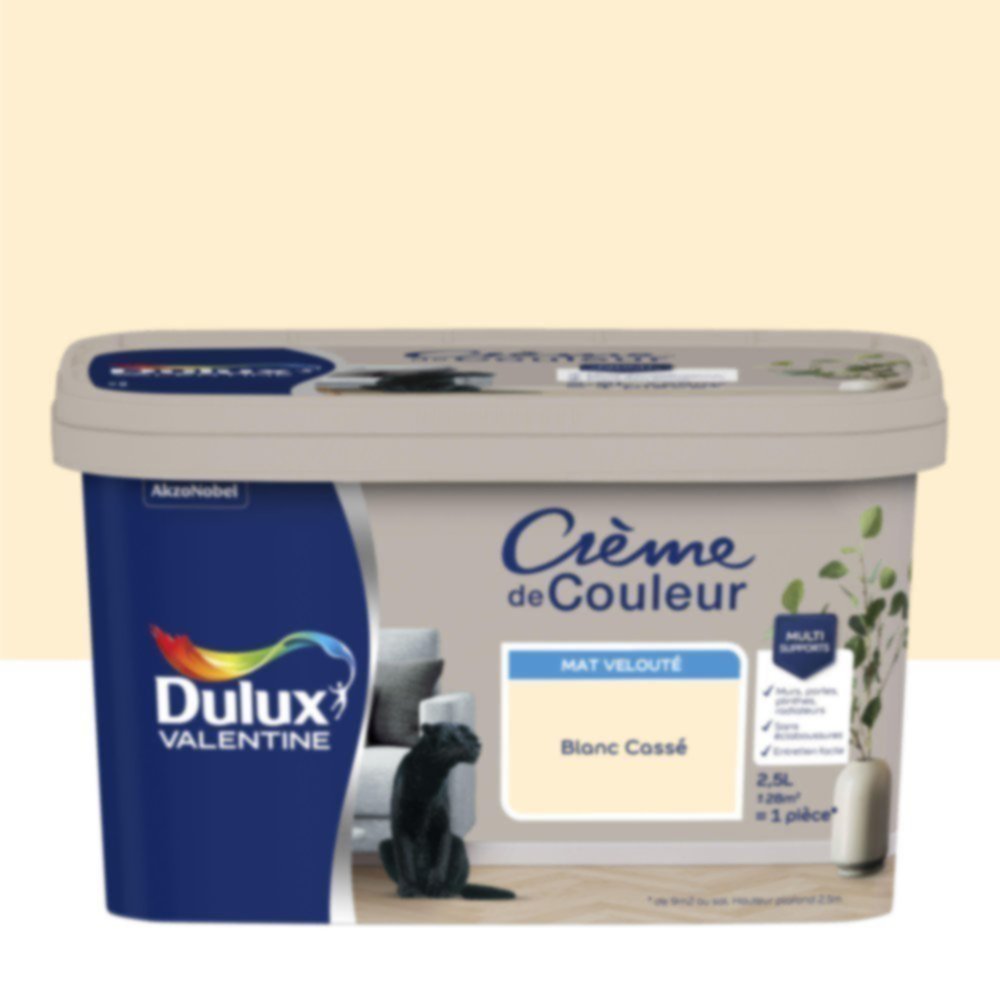 Peinture murs et boiseries Crème de Couleur Mat Blanc Cassé 2,5L - DULUX VALENTINE