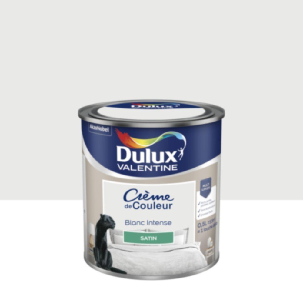 Peinture murs et boiseries Crème de Couleur Satin Blanc Intense 0,5L - DULUX VALENTINE