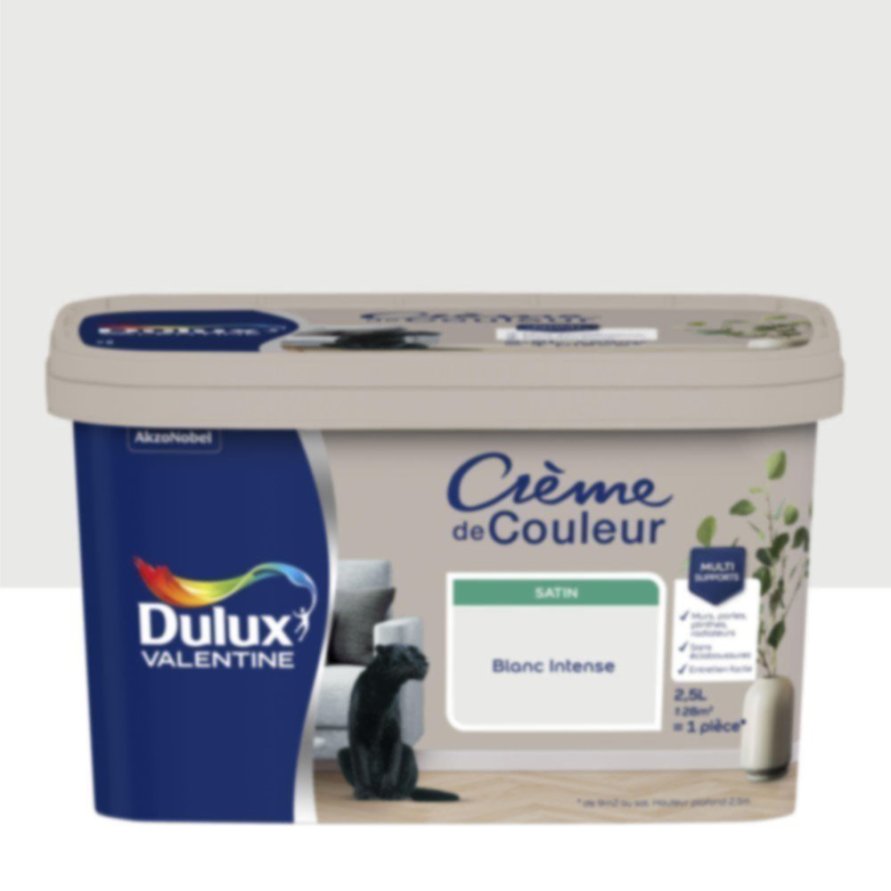 Peinture murs et boiseries Crème de Couleur Satin Blanc Intense 2,5L - DULUX VALENTINE