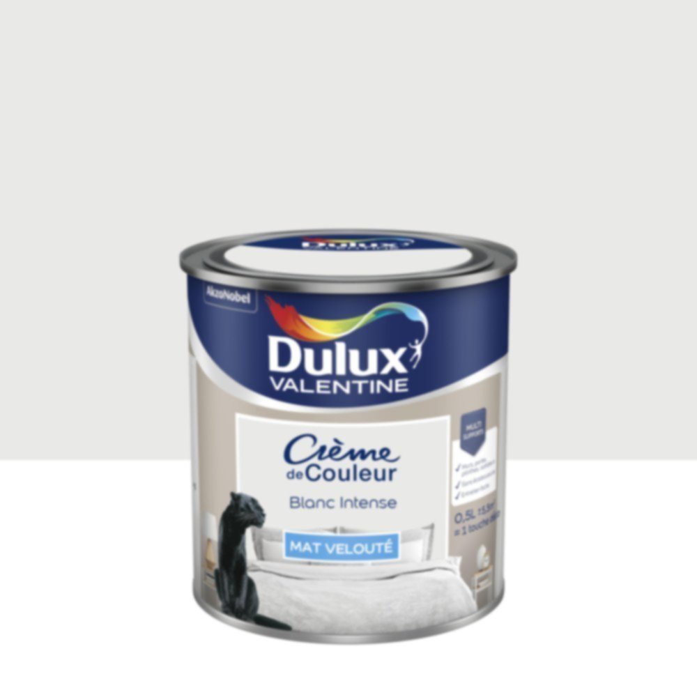 Peinture murs et boiseries Crème de Couleur Mat Blanc Intense 0,5L - DULUX VALENTINE