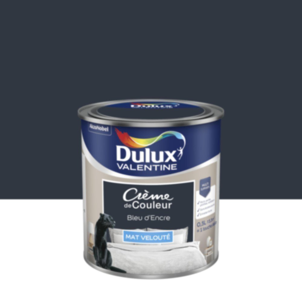 Peinture murs et boiseries Crème de Couleur Mat Bleu d’Encre 0,5L - DULUX VALENTINE