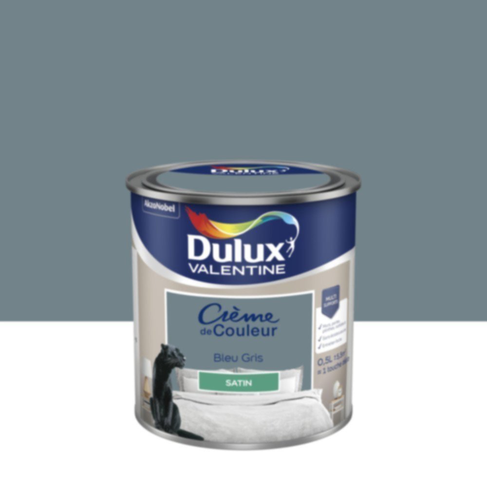 Peinture Crème de Couleur Satin Bleu Gris Coy 2017 0,5L - DULUX VALENTINE