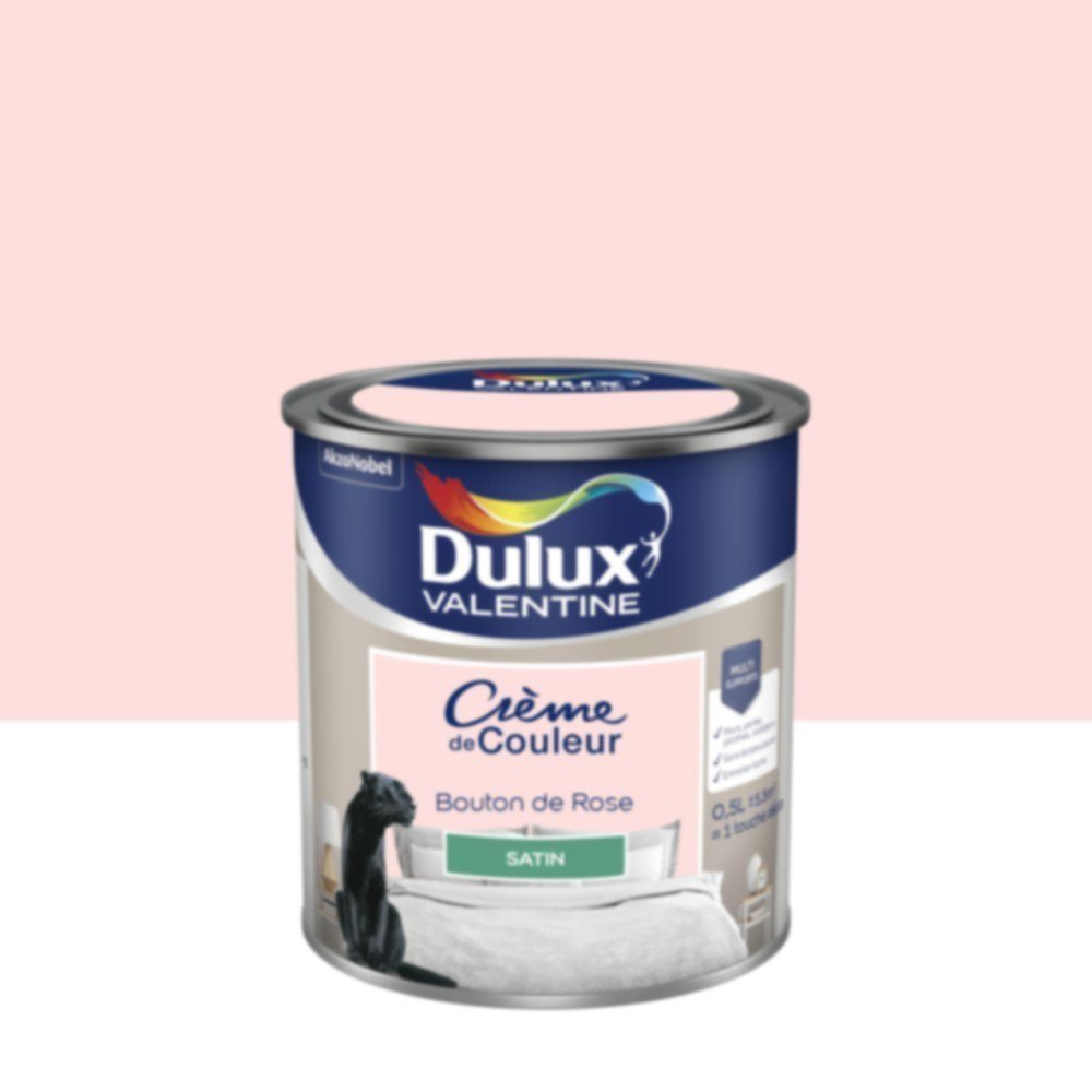 Peinture murs et boiseries Crème de Couleur Satin Bouton de Rose 0,5L - DULUX VALENTINE