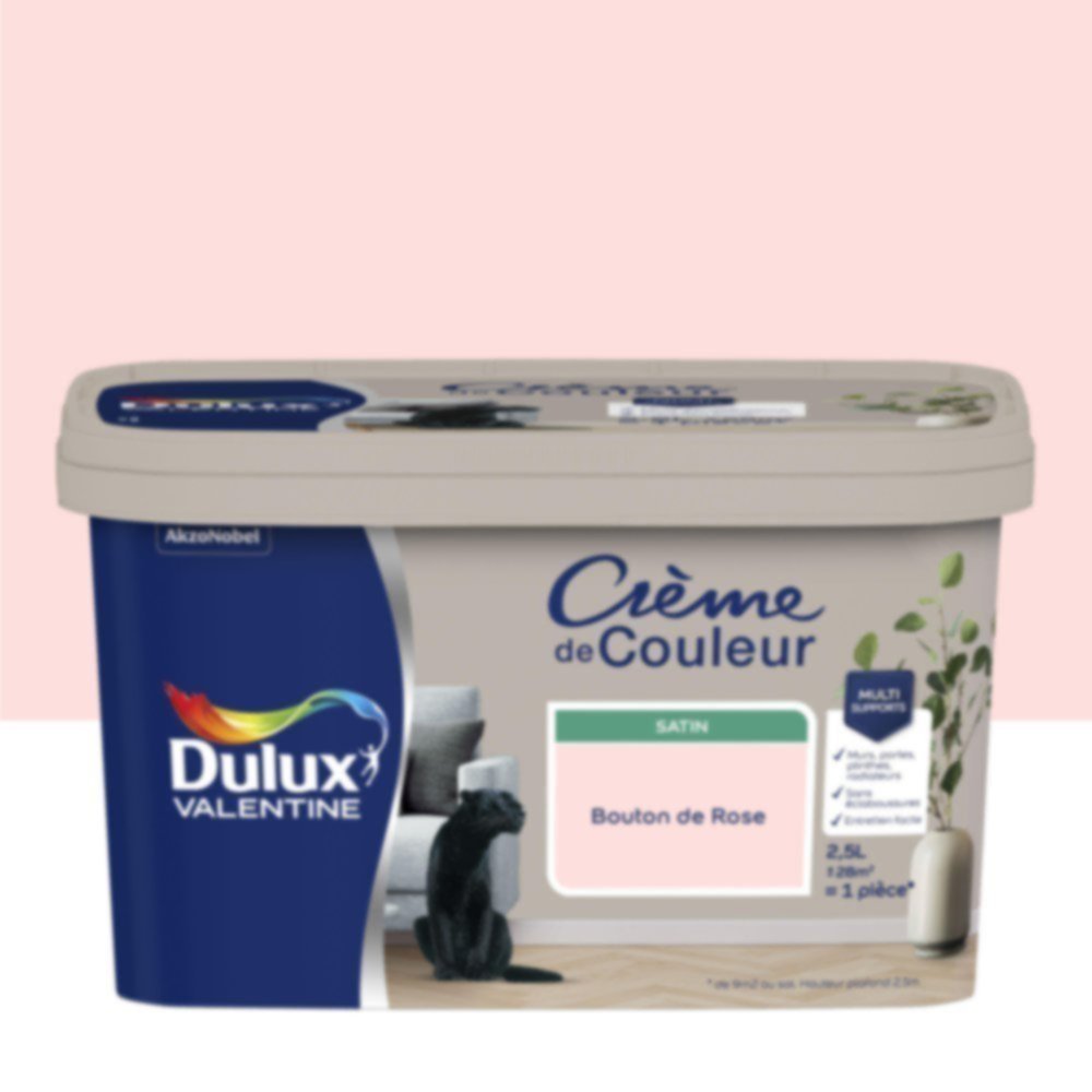 Peinture murs et boiseries Crème de Couleur Satin Bouton de Rose 2,5L - DULUX VALENTINE