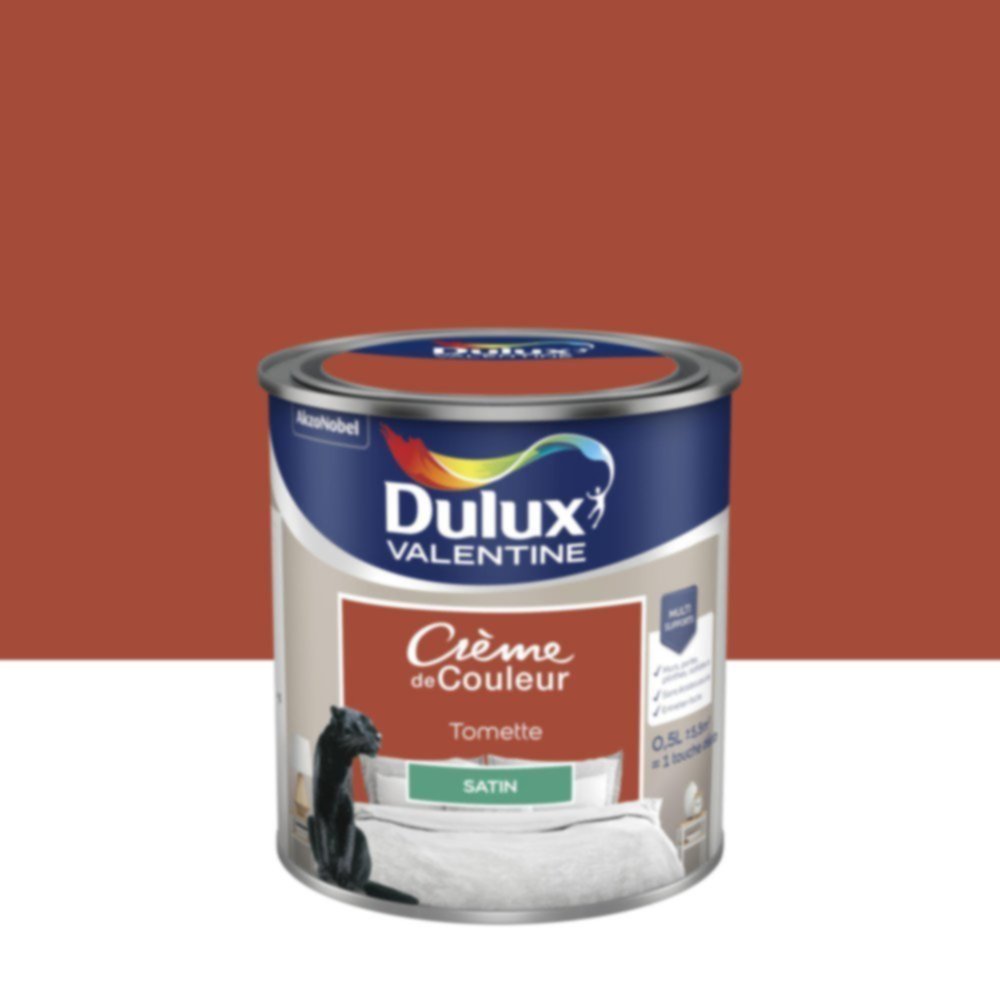 Peinture murs et boiseries Crème de Couleur Satin Tomette 0,5L - DULUX VALENTINE