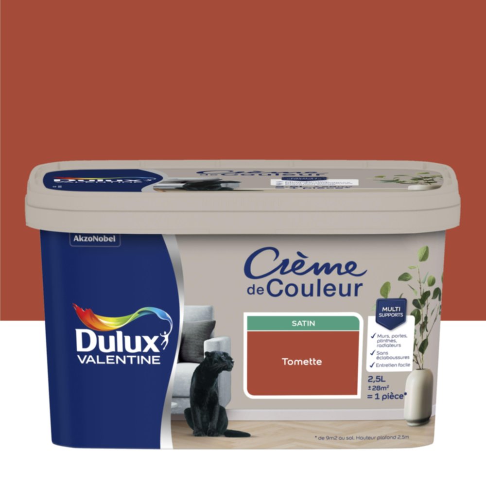 Peinture Crème de couleur satin tomette 2,5L - DULUX VALENTINE