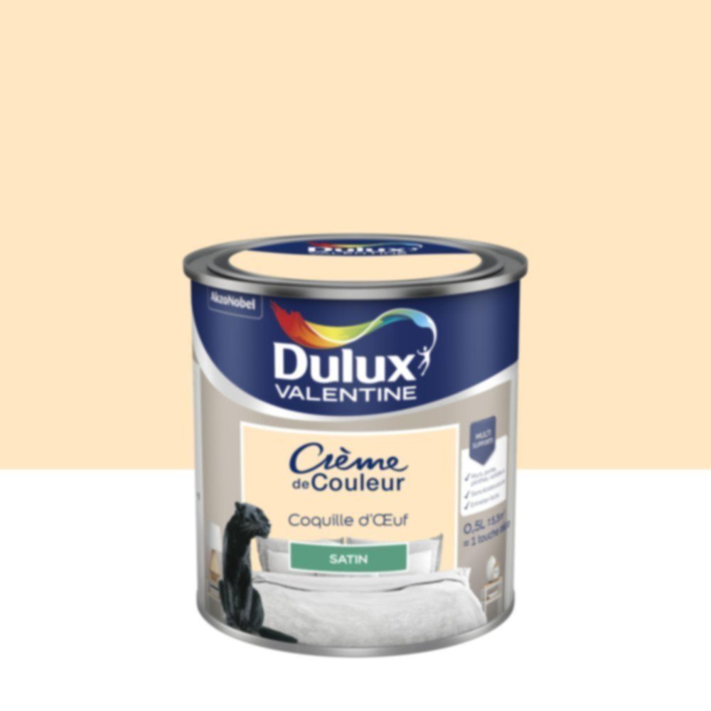 Peinture murs et boiseries Crème de Couleur Satin Coquille d'Œuf 0,5L - DULUX VALENTINE