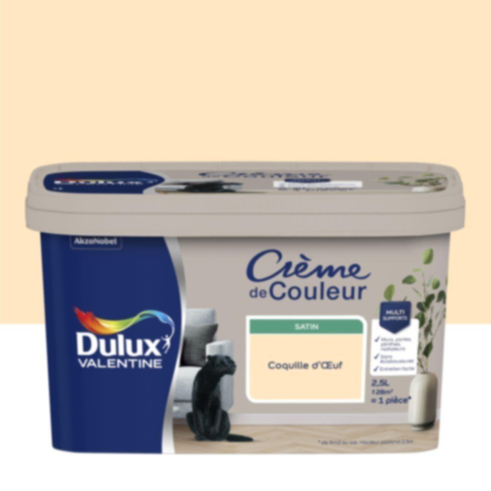 Peinture murs et boiseries Crème de Couleur Satin Coquille d'Œuf 2,5L - DULUX VALENTINE