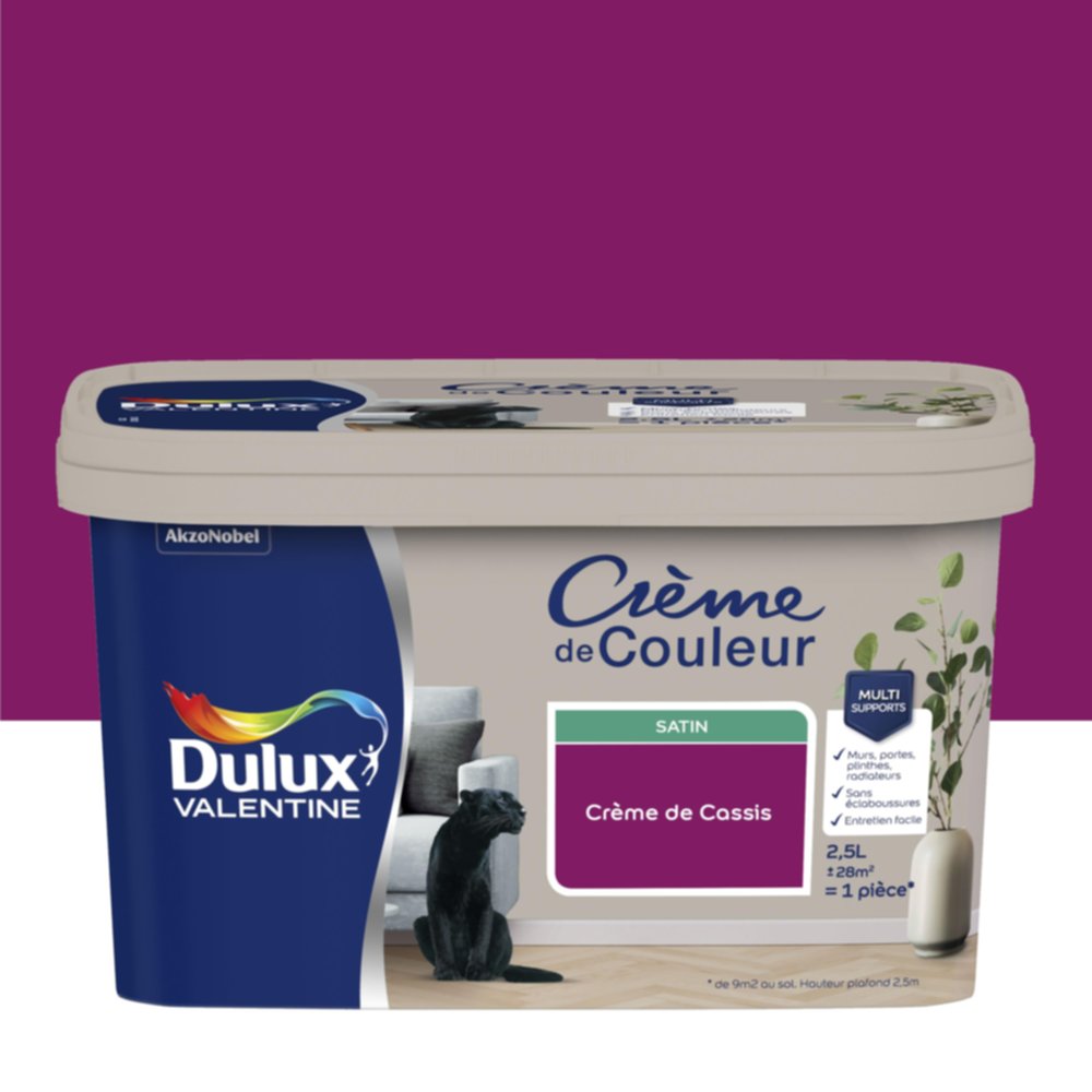 Peinture Crème de couleur satin Peinture Crème de cassis 2,5L - DULUX VALENTINE