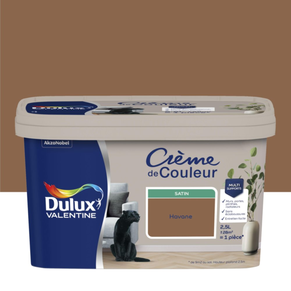 Peinture Crème de couleur satin havane 2,5L - DULUX VALENTINE