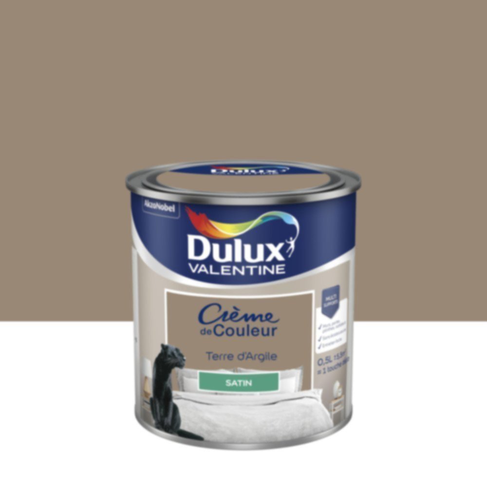 Peinture murs et boiseries Crème de Couleur Satin Terre d'Argile 0,5L - DULUX VALENTINE