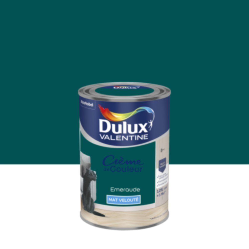 Peinture murs et boiseries Crème de Couleur Mat Emeraude 1,25L - DULUX VALENTINE