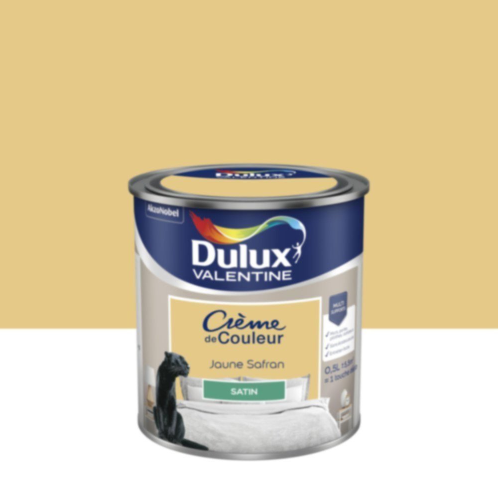 Peinture murs et boiseries Crème de Couleur Satin Jaune Safrané 0,5L - DULUX VALENTINE