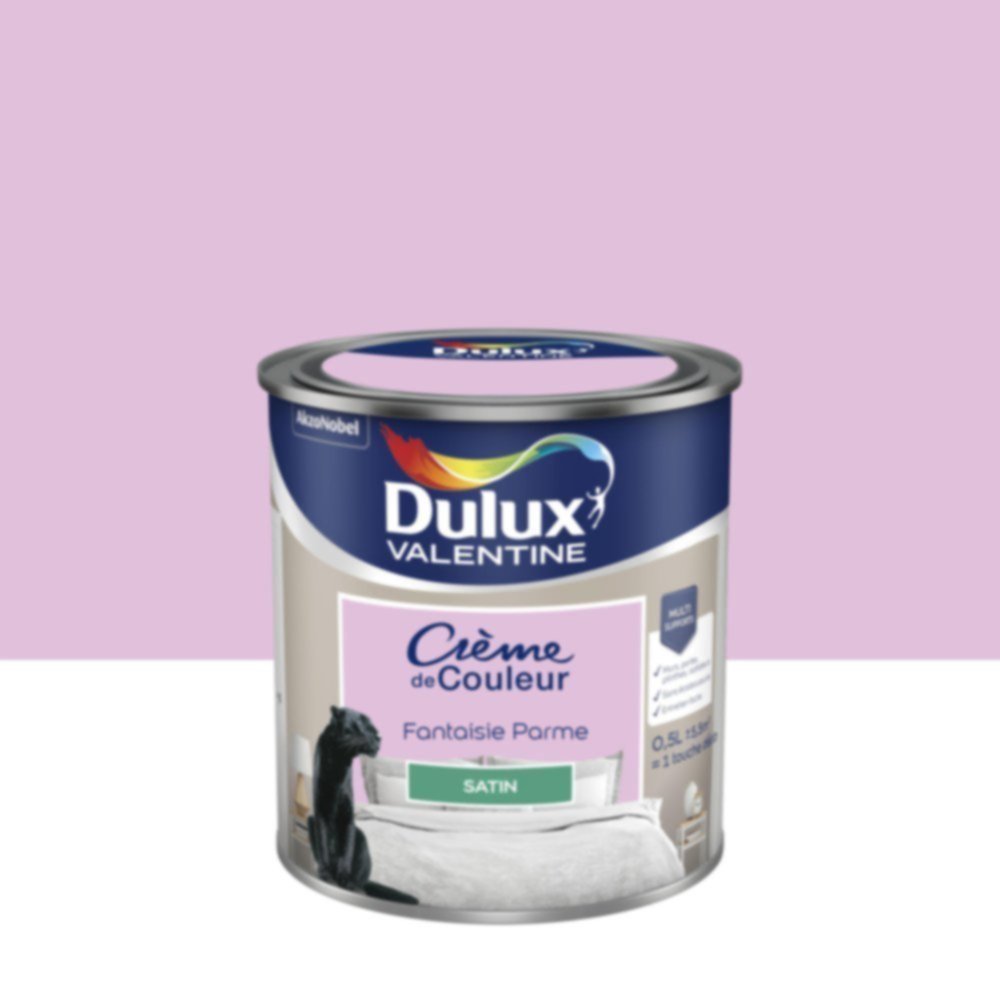 Peinture murs et boiseries Crème de Couleur Satin Fantaisie Parme 0,5L - DULUX VALENTINE