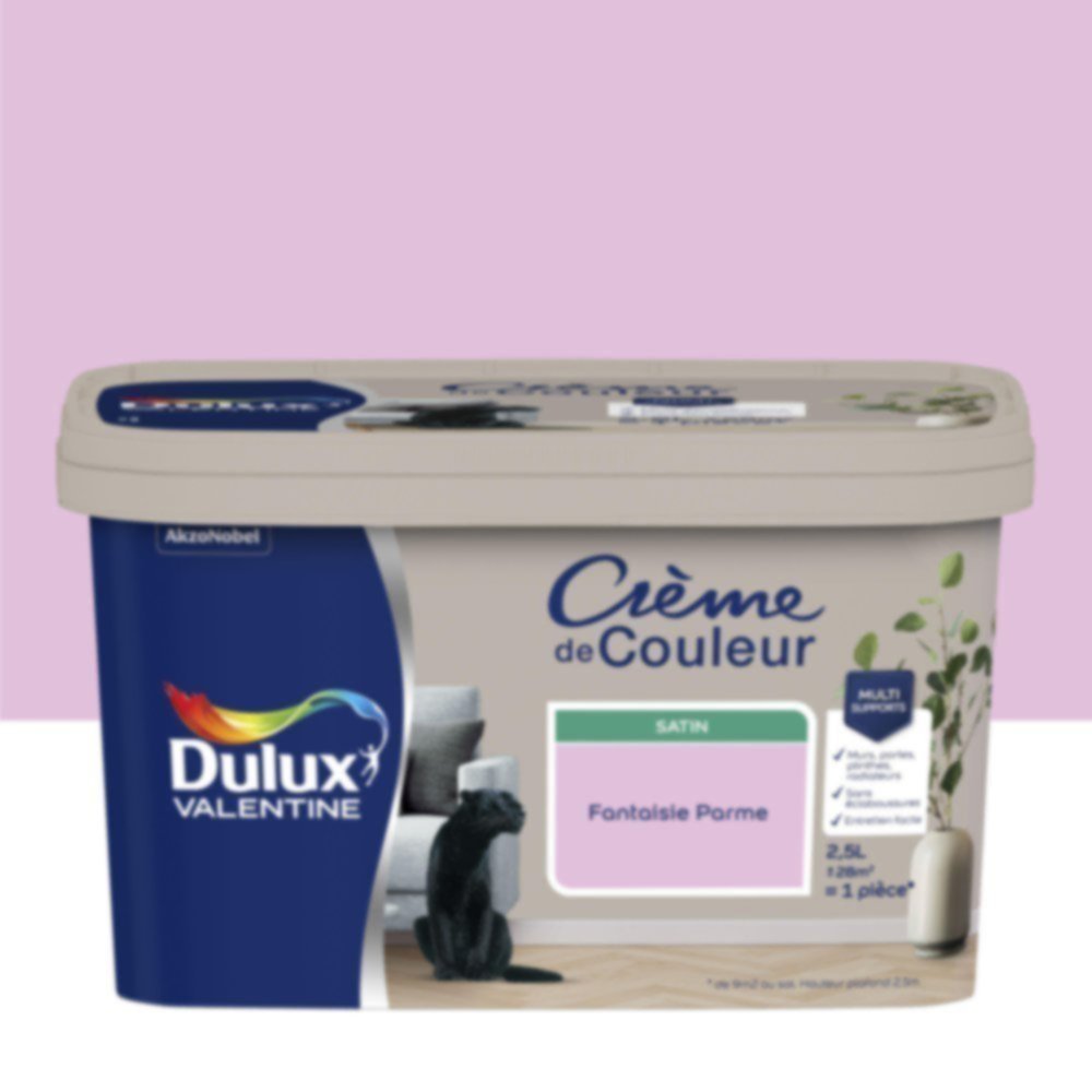 Peinture murs et boiseries Crème de Couleur Satin Fantaisie Parme 2,5L - DULUX VALENTINE