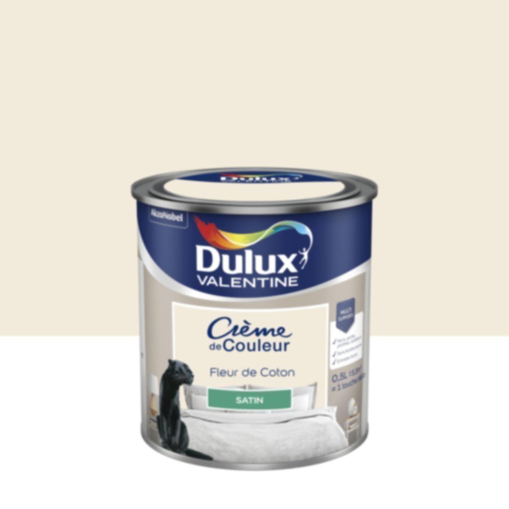 Peinture murs et boiseries Crème de Couleur Satin Fleur de Coton 0,5L - DULUX VALENTINE